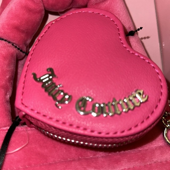 Juicy couture Pink Velvet purse, withh Heart Coin Purse and mini Glam Barrel - Picture 2 of 6
